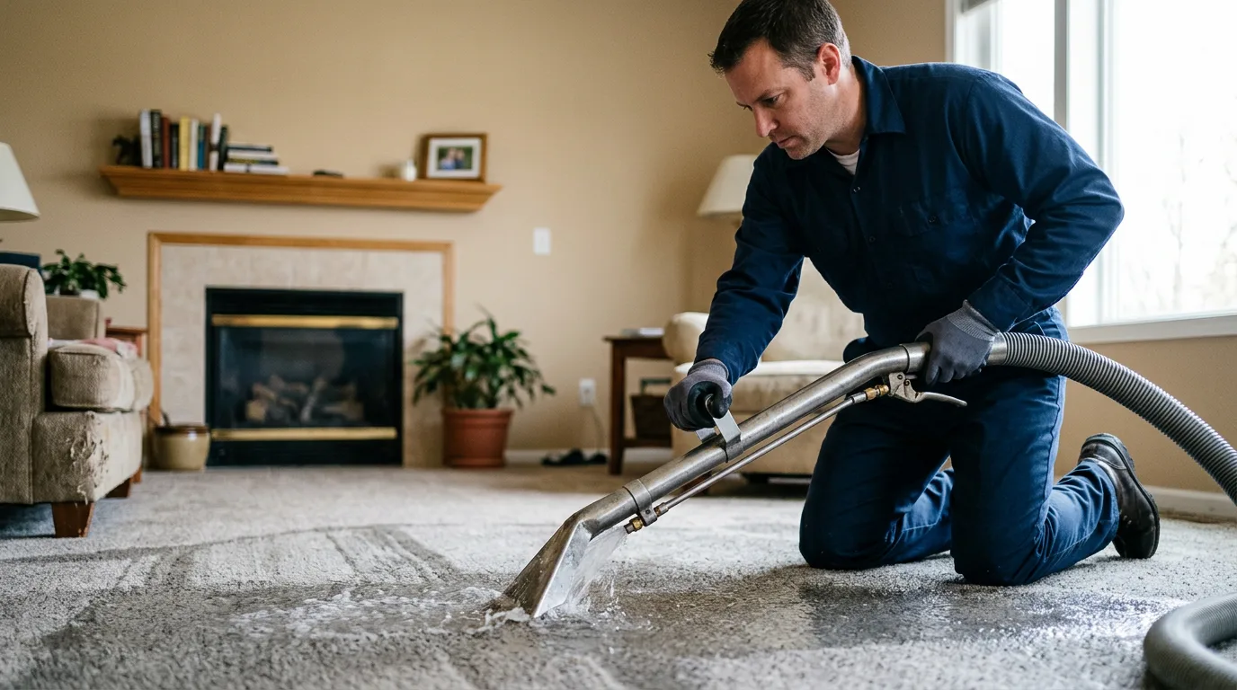 Water damage restoration technician working near Northport, WA